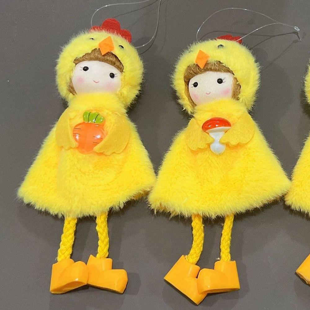 Cute Girl Hanging Ornament Yellow Happy Easter Decorations Easter Chicken Pendant  Party Favors