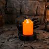 Vintage Brown Skeleton Decor Halloween Candle Light, LED Hand Decoration with Flickering Decorative Horror Prop Flame, Spooky Tabletop for Party