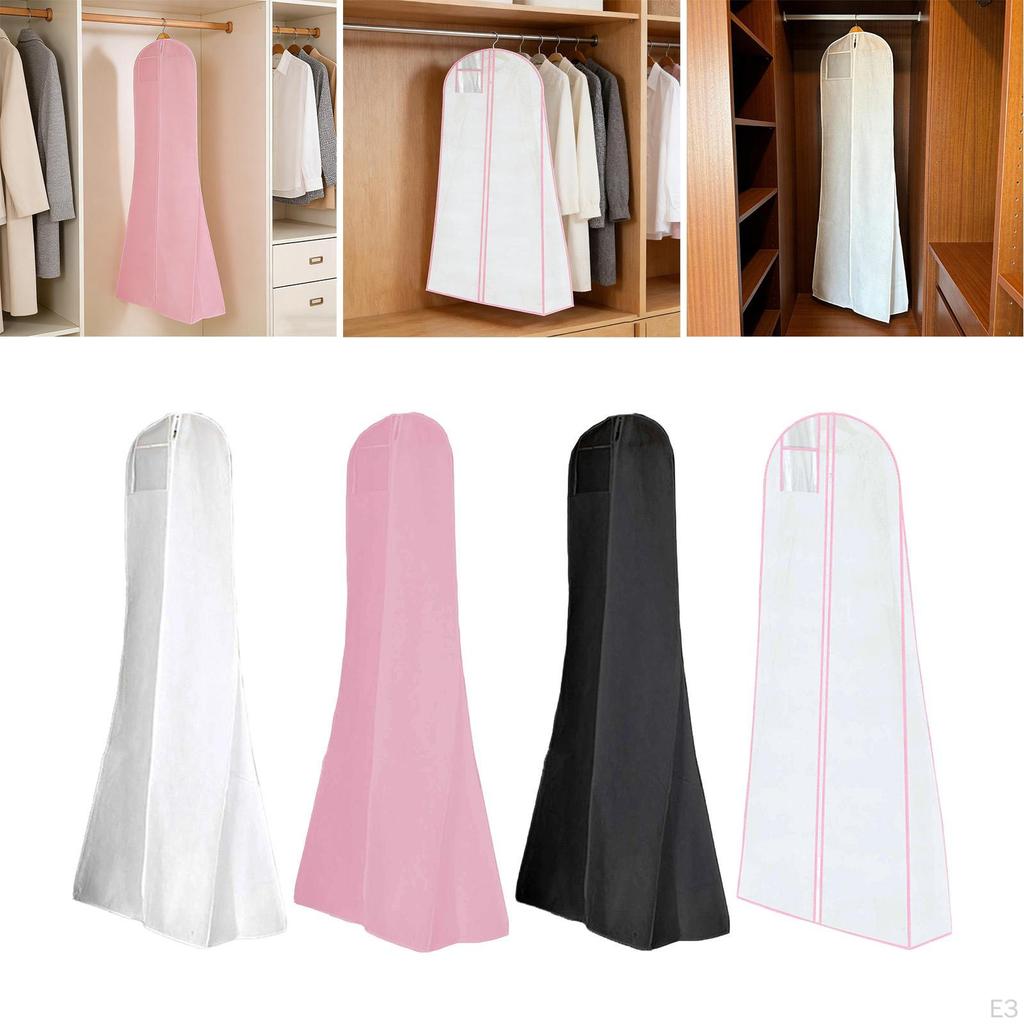 Dust Cover for Wedding Dress, Storage Bag Evening Gown, Breathable Non-woven , Sturdy Zipper,