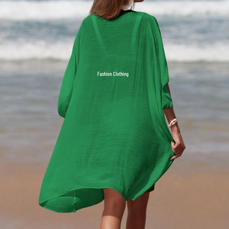 Ručně háčkované plážové přehozy: Průsvitný, Středně dlouhý, Ochrana před sluncem