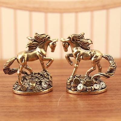 Statue de Cheval Feng Shui 2026 Année du Cheval Ornements de Table en Laiton Souvenir de Bénédiction du Nouvel An Chinois Sculpture d'Animal du Zodiaque pour la Fête du Printemps