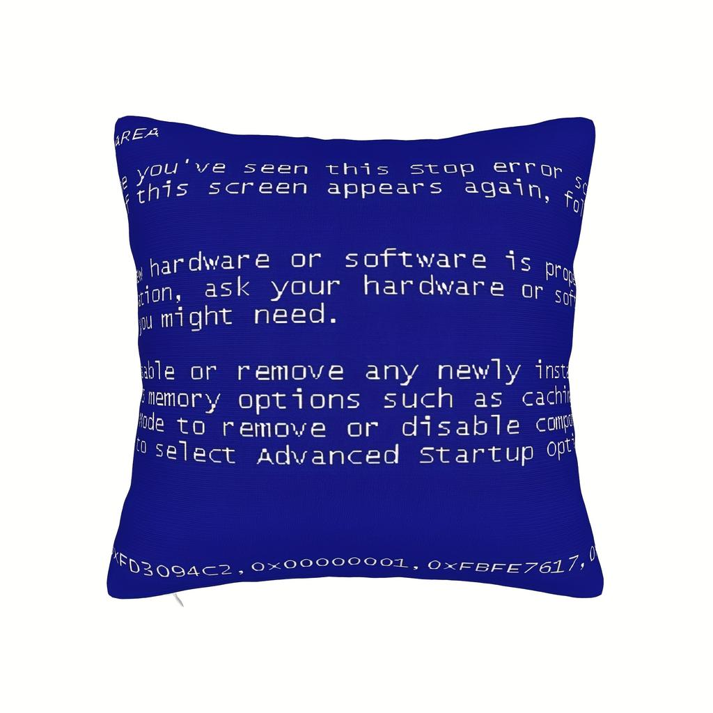 PC Windows XP Blue Screen of Death BSOD Funny Geek Pillow Cover for Living Room Bedroom Office Decor (Pillow Core Not Included)