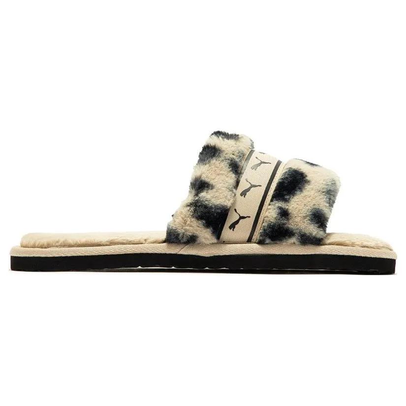 PUMA Fluff Remix Animal Bx 'Cream Black' Women's (Unisex) Slide Slippers 390970 01