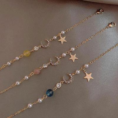 Korean Crystal Flower Butterfly Cubic Zirconia Pendant Bracelet Women Round Adjustable Shiny Rhinestone Bangle Jewelry