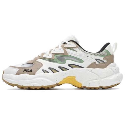 Fern Cushioning, Wear Resistant Low Top Chunky Sneakers Men's White Brown F12M421106FSN