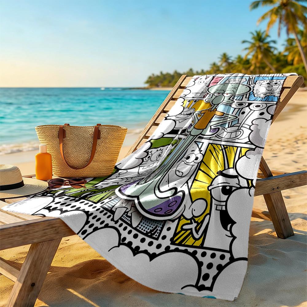 Spongebob Squarepants Style Beach Towel Super Soft & Absorbent Comfortable Lightweight