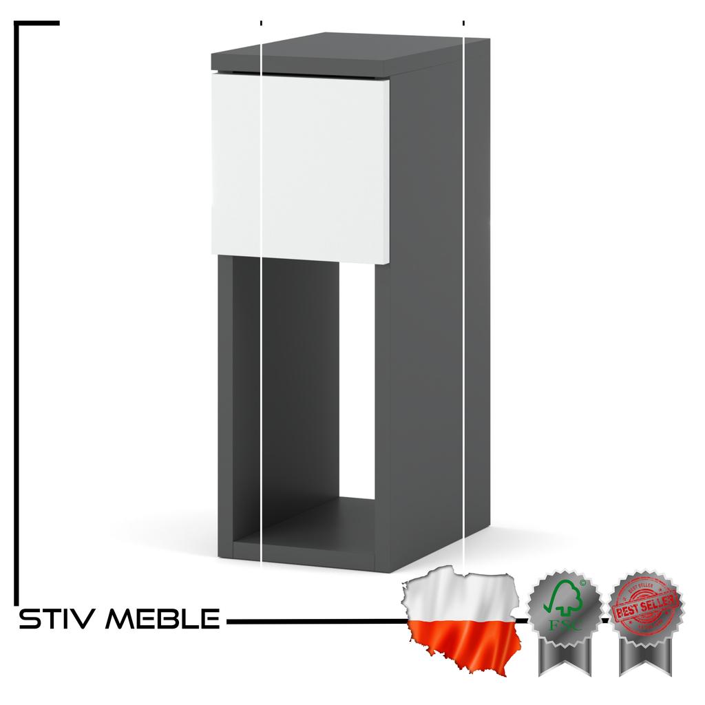 Narrow Bedside Cabinet 20Cm Grey White Bedside Table For Bedroom Nakastlik Loft