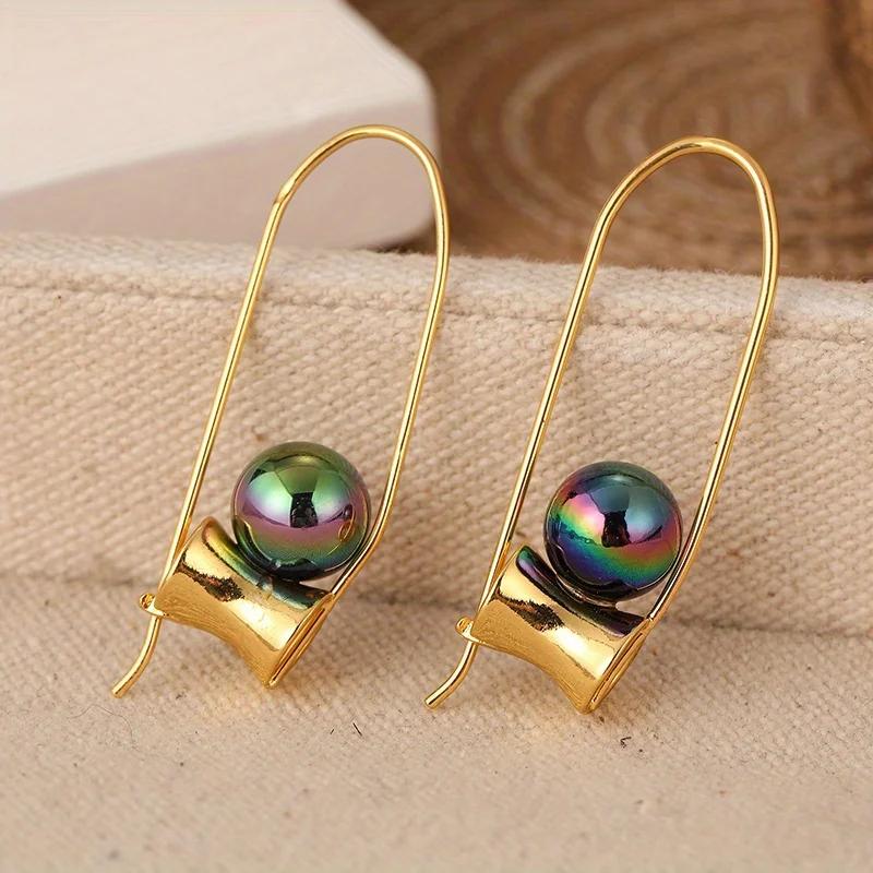 Cercei cu pandantiv geometric circular din imitație de perlă, în stil boem vintage, pentru femei, Bijuterii creative, Cadouri pentru petreceri de sărbătoare