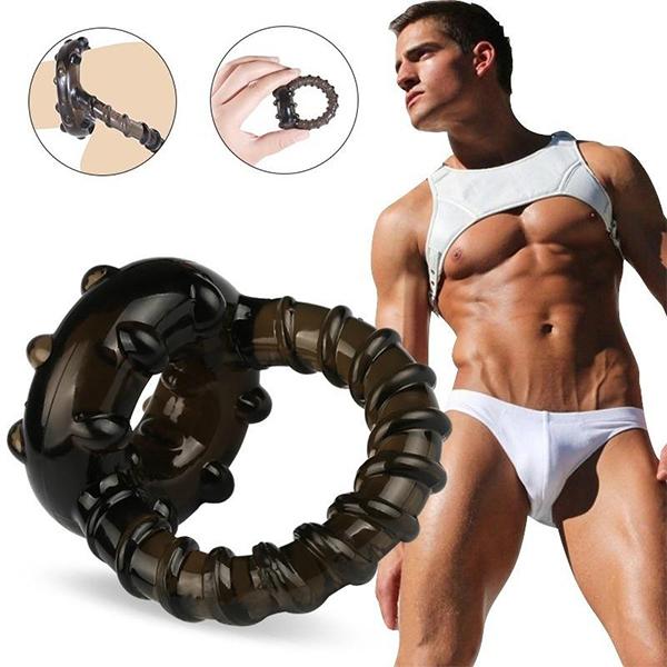 Men Male Soft Silicone Ring Round Men Time Delayed Rings Hoop Couple Lover