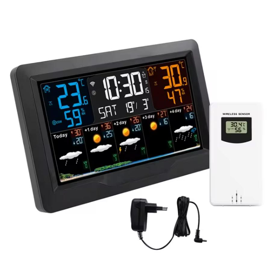 Tuya WIFI Smart Weather Station Temperature Humidity Meter Weather Forecast Indoor Outdoor Multifunctional Weather Alarm Clock