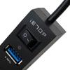 USB Compact Hub with Switch Black USB Hub 25cm Cable Transfer Input Type A Output Type A X 3 Type C X 1 3.1+ USB2.0 4-port High-speed