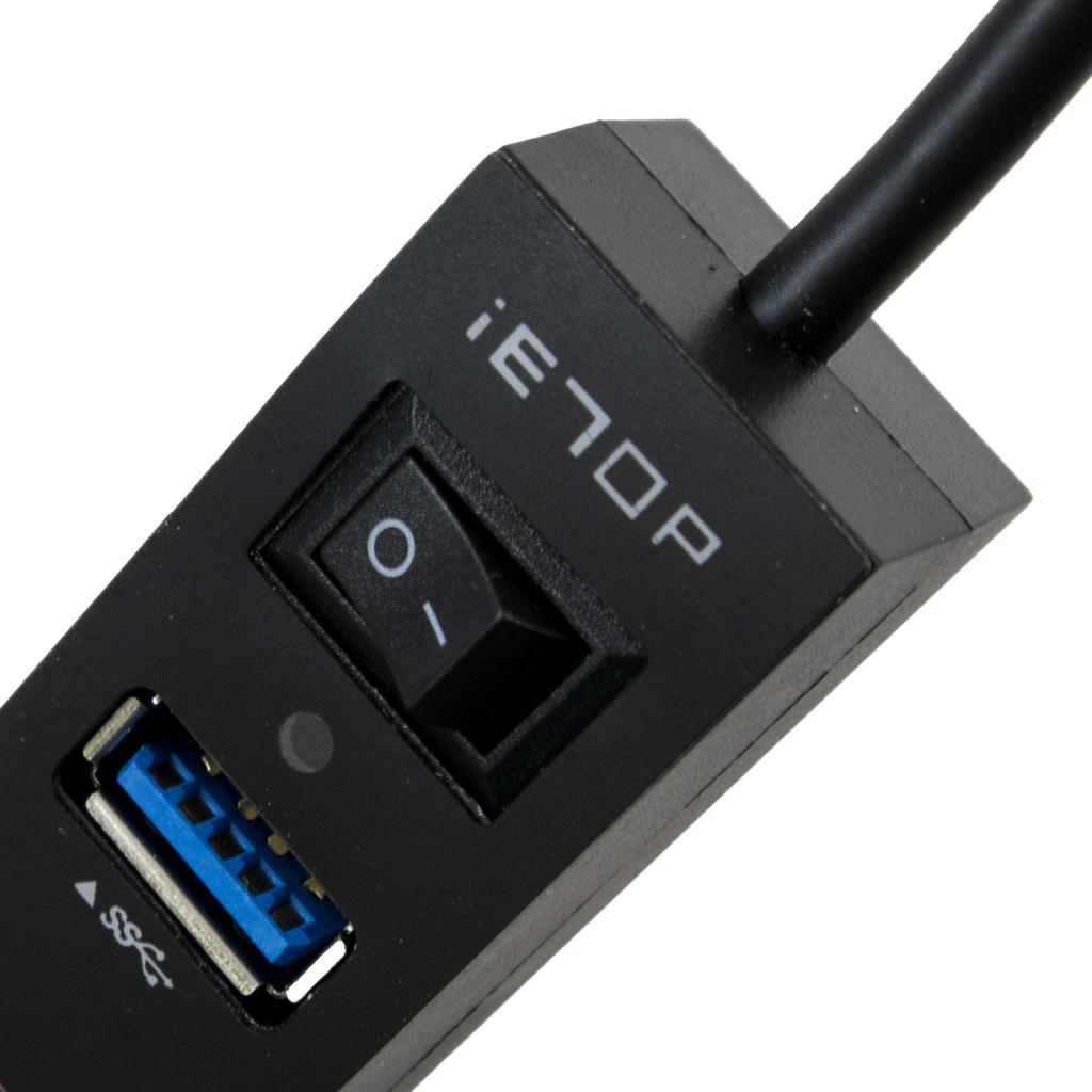 USB Compact Hub with Switch Black USB Hub 25cm Cable Transfer Input Type A Output Type A X 3 Type C X 1 3.1+ USB2.0 4-port High-speed