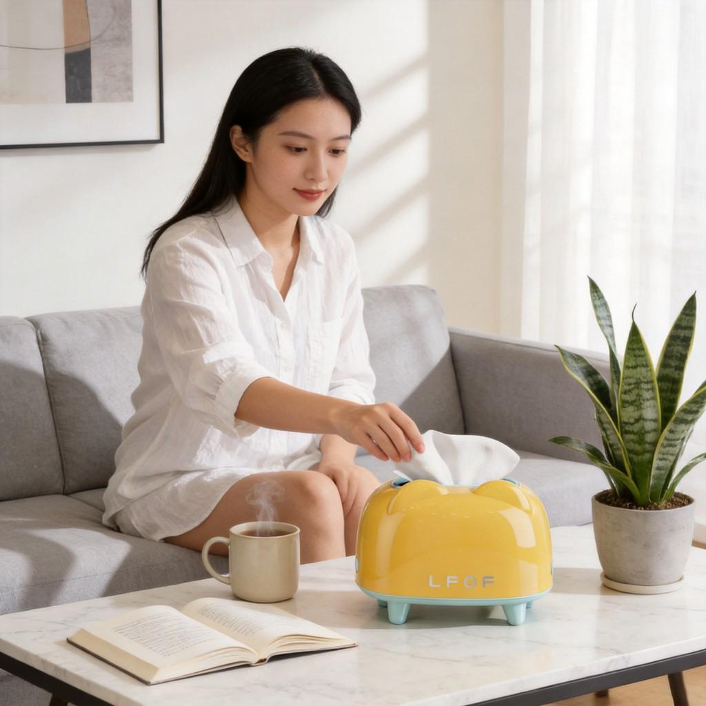 Modern Minimalist Plastic Tissue Box With Logo For Living Room And Bedroom Decor