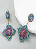 1 Paio di Orecchini Bohemian Floreali Colorati con Strass Vintage per Orecchini alla Moda con Temperamento da Donna