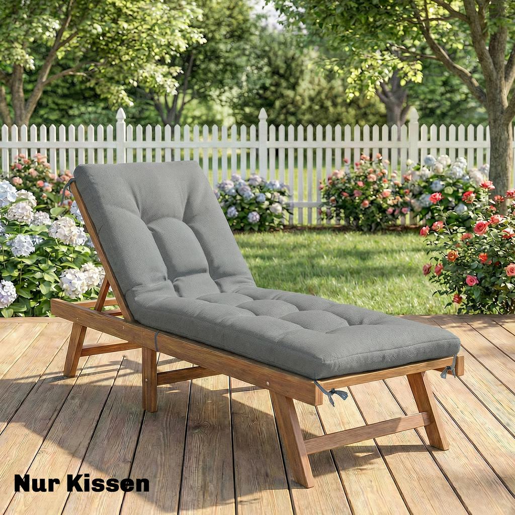 Pallet Cushion, Removable Seat Cushion with Fastening Straps, Pallet Pad for Most Loungers, 198x65x13cm, Light Gray