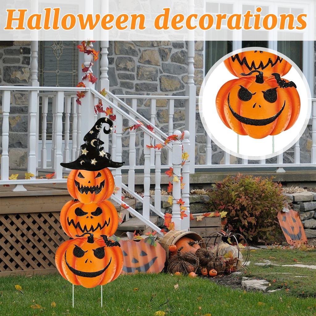 Halloween Pumpkin Garden Stake Sign Plastic Outdoor Yard Decoration for Fall