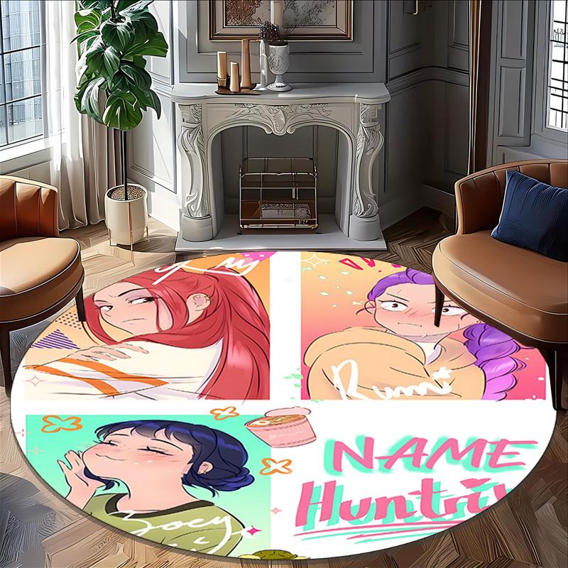 Personalized K-KPop Demon Hunters Round Chair Office Rug - Perfect for Mat, Office Chair & More - Ideal Gift for Birthdays and Holidays
