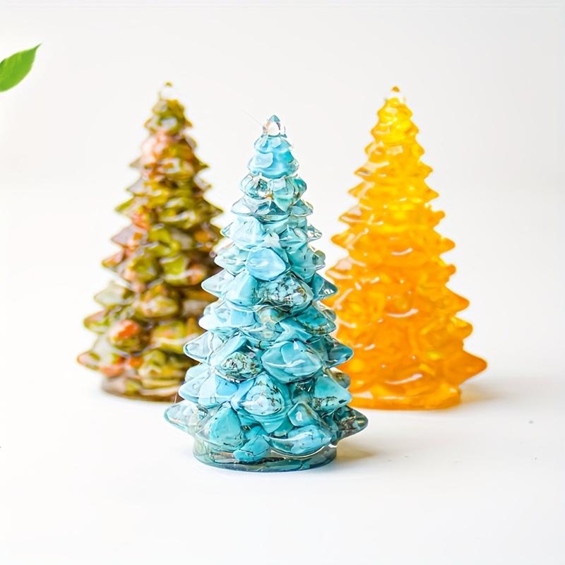 1pc Small Christmas Tree with Natural Crystal Synthetic Gemstone Inside, Lucky and Prosperous Growing Fluorite Bonsai Money Plant