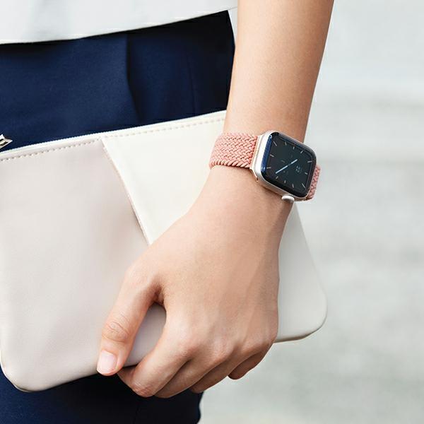 Uniq Aspen Apple Watch Strap 44/42/45 Mmseries 1/2/3/4/5/6/7/8/9/Se/Se2 Braided Pink/Grapefruit Pink