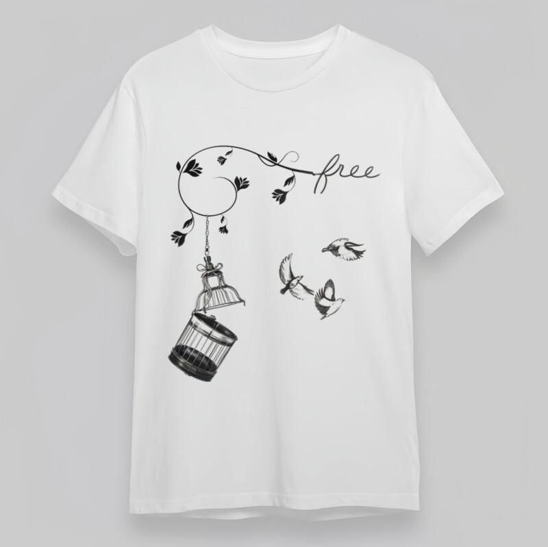 Women's Classic T-Shirt Free Birdcage and Vine Botanical Art Plus Size Tee USA
