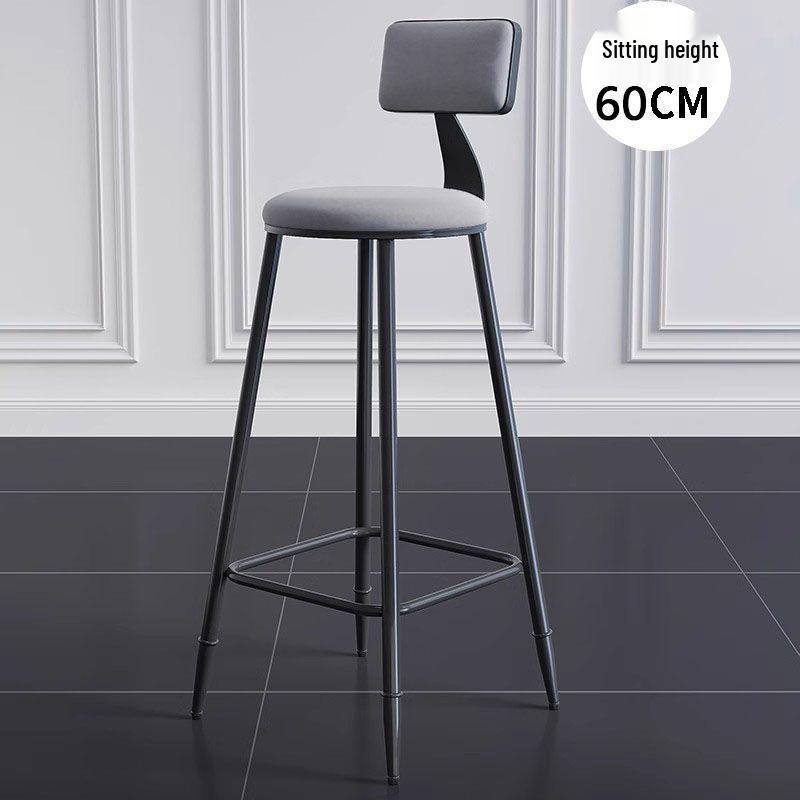 Modern Wrought Iron Bar Stool with Backrest - High Stool for Dining, Light Luxury Design