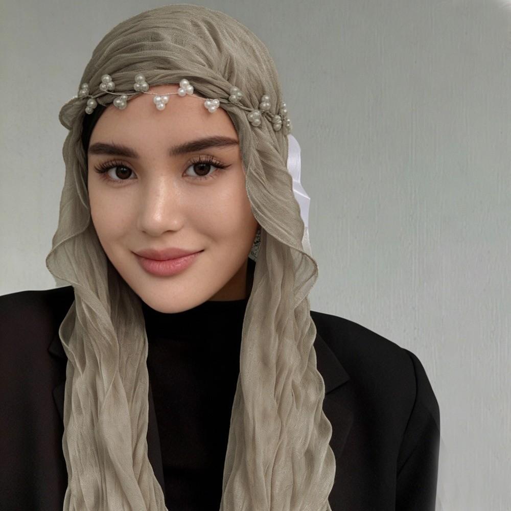 Fashion Solid Color Silk Scarf Shining Chiffon Chiffon Hijab Veil Soft Long Sunscreen Headscarf Outdoor