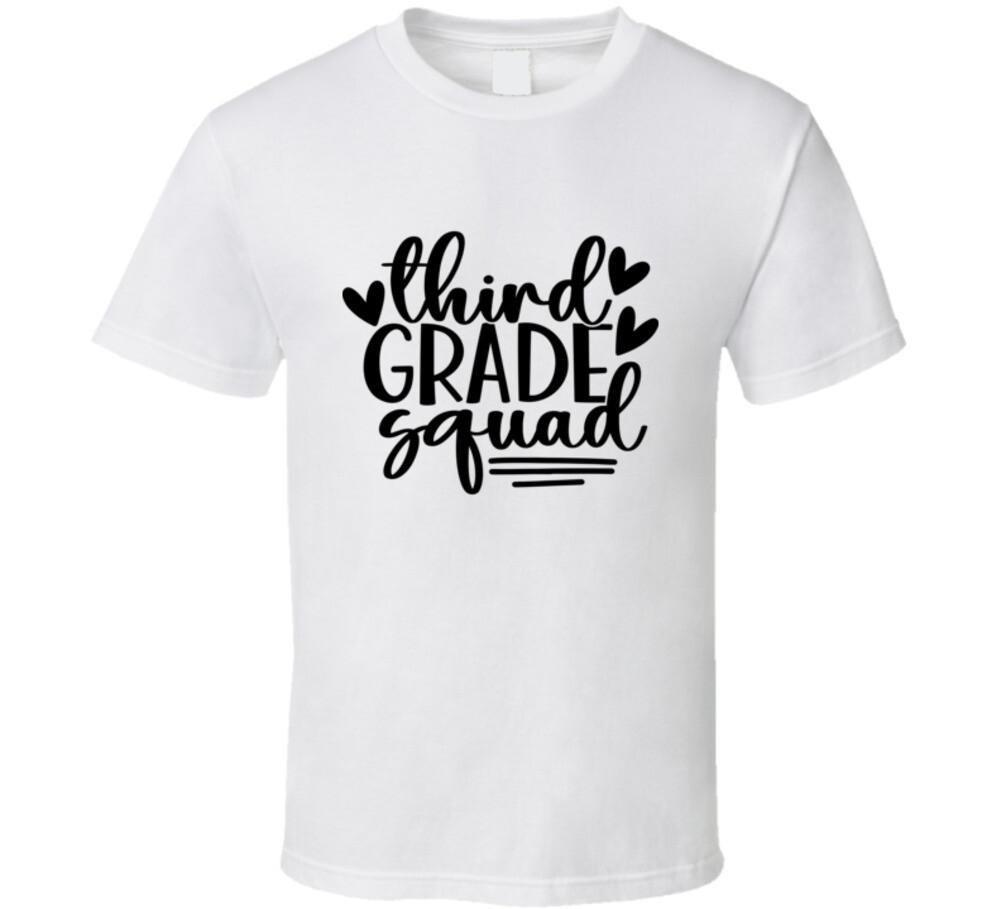 Third Grade Squad T Shirt Funny Educator Tee Great Gift Teacher School T-Shirt L