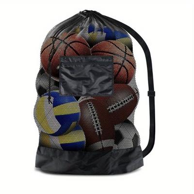 Large Mesh Sports Bag with Shoulder Straps, Drawstring Bag for Storing Basketball, Volleyball, Baseball, and Swimming Equipment