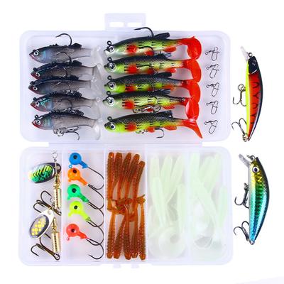 15 τμχ Jig Hook Σετ μαλακών δολωμάτων σιλικόνης Jig Head Πλαστικό Σκληρό Δόλωμα Μεταλλικό Σετ δολώματος Άγκιστρα Ψάρεμα Κουτί με είδη ψαρέματος