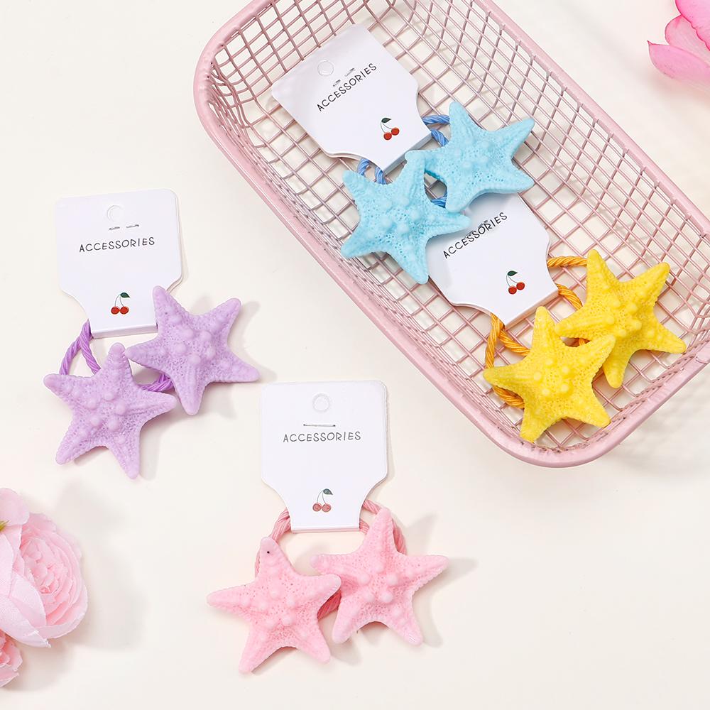4Pcs New Pentagram Rubber Band Hair Ring Hair Clips for Kids Fashion Headdress No Harm to Hair Baby Hair Accessories Gift