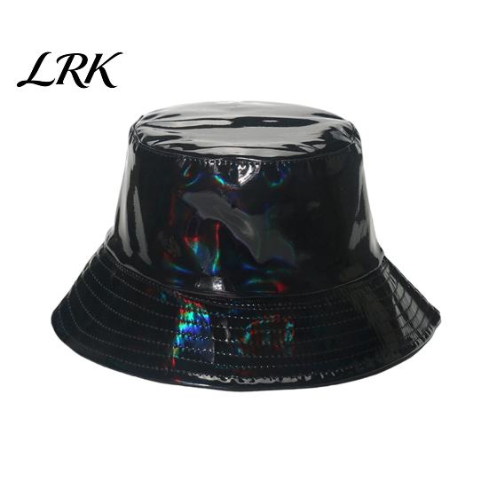 Three-dimensional Bucket Hat Hat, Three-Dimensional Wide Brim Fisherman Waterproof Imitation Leather Cool Metallic Deep Barrel Shine Sun Stage