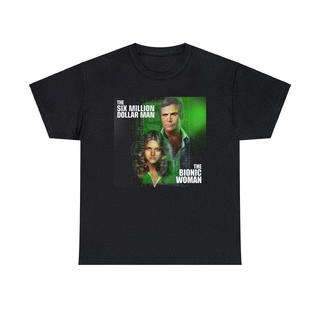 T-shirt in Cotone Pesante Uomo da Sei Milioni di Dollari Donna Bionica, Lee Majors, Lindsay Wagner