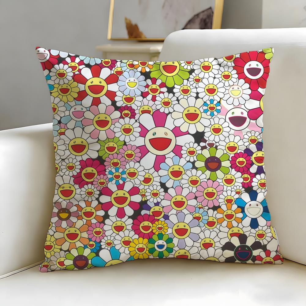 classic artist Takashi Murakami Cushion Cover Soft & Easy-Wash Pillow Case – Versatile for Couch, Bed, Travel and Office