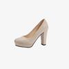 Fashion Comemore Fashion Women's High Heels Pointed Toe Shallow Chunky Heel Dress Pumps Slip On Plus Size Solid Shoes for Shoes Female