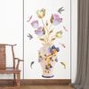 Chinese Style Peony Flower Vase Wall Sticker for Bedroom Living Room Self Adhesive Vinyl Wall Art Removable TV Background Decoration Home Decor