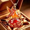 Collier pendentif gourde plaqué or Émail Oiseau Motif floral Bijou délicat pour femme Cadeau d'anniversaire