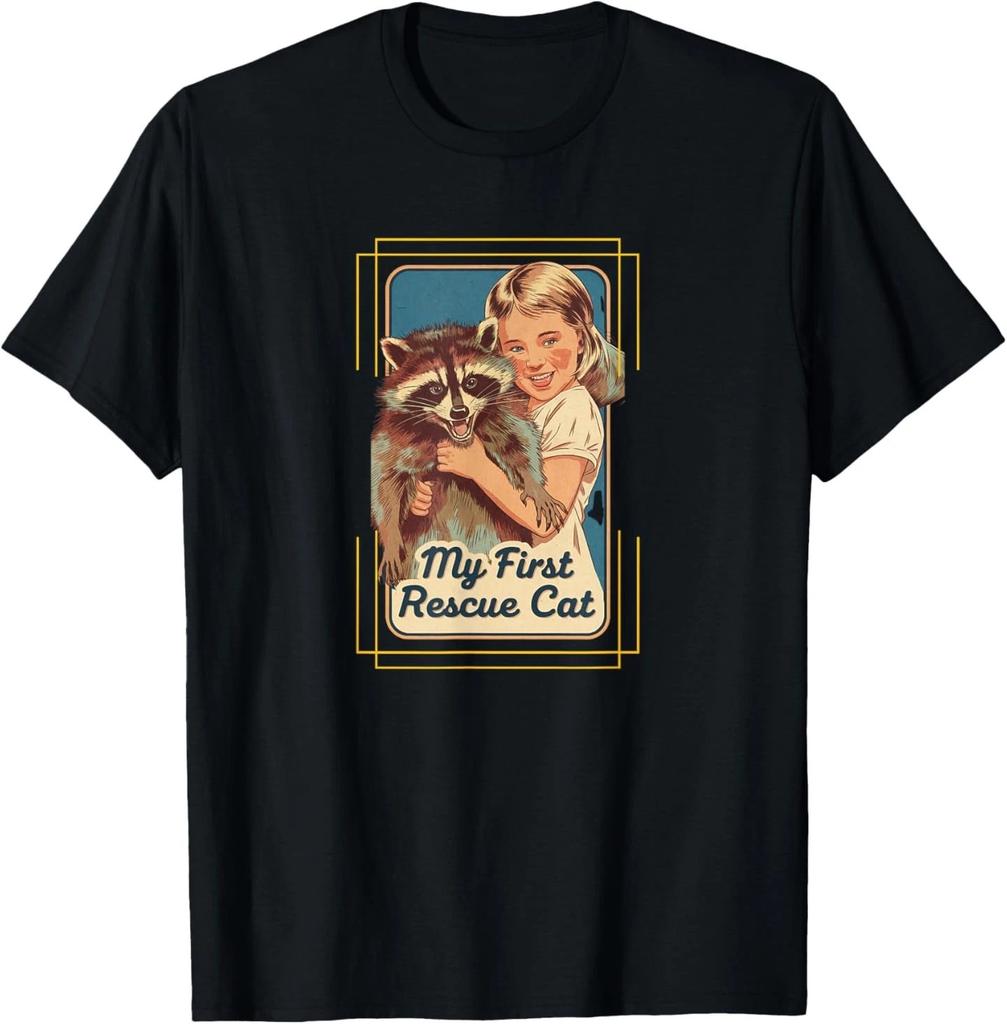 My First Rescue Cat Funny Dark Adult Humor Hilarious Vintage T- Shirt