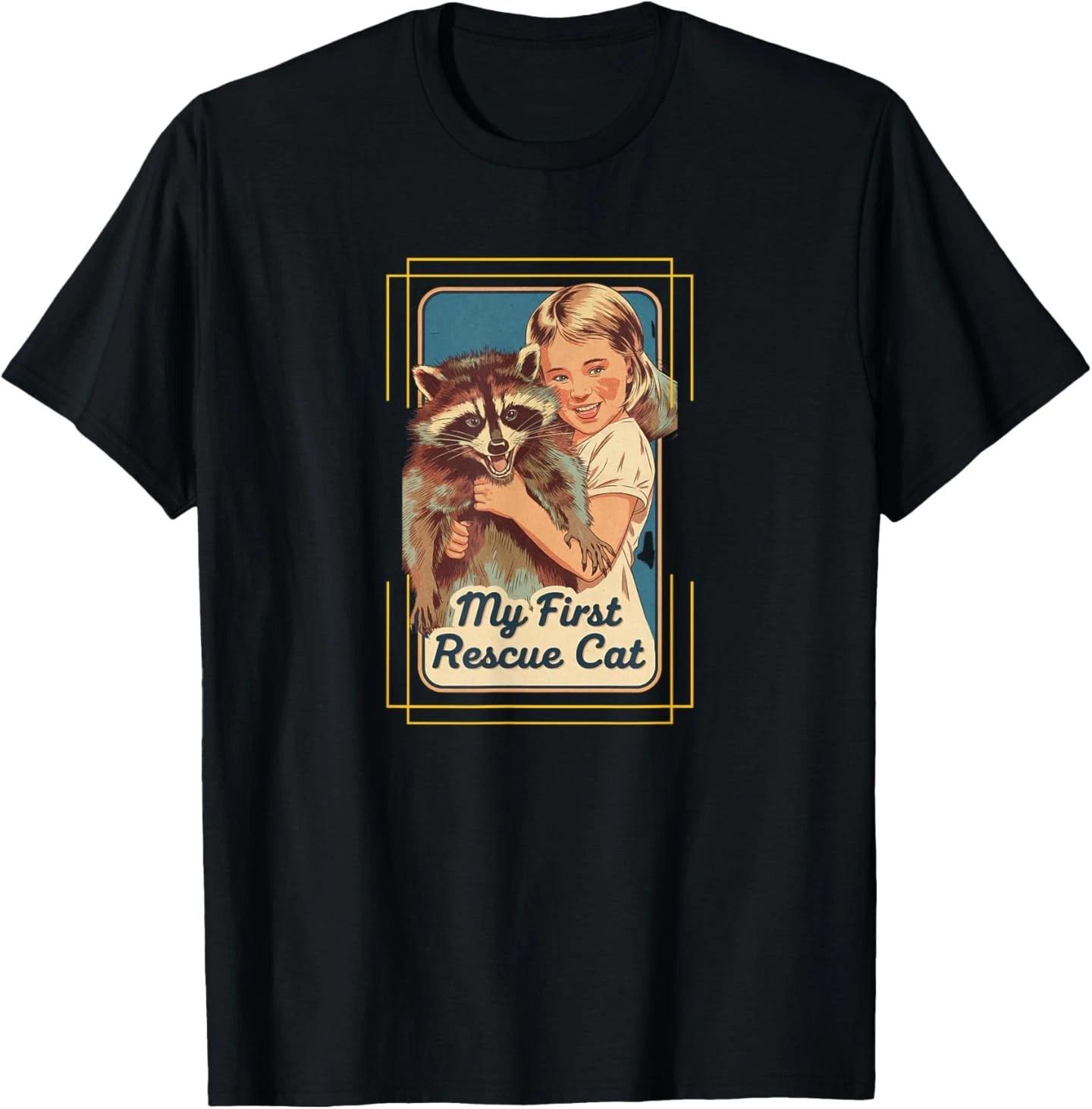 My First Rescue Cat Funny Dark Adult Humor Hilarious Vintage T- Shirt M