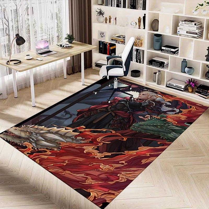 1 alfombrilla para silla de oficina Fire and Blood, Alfombrilla para decoración del hogar, Alfombrilla temática de fantasía, Alfombrilla duradera, Decoración de dragón, Adecuada para amantes de la temática de fantasía