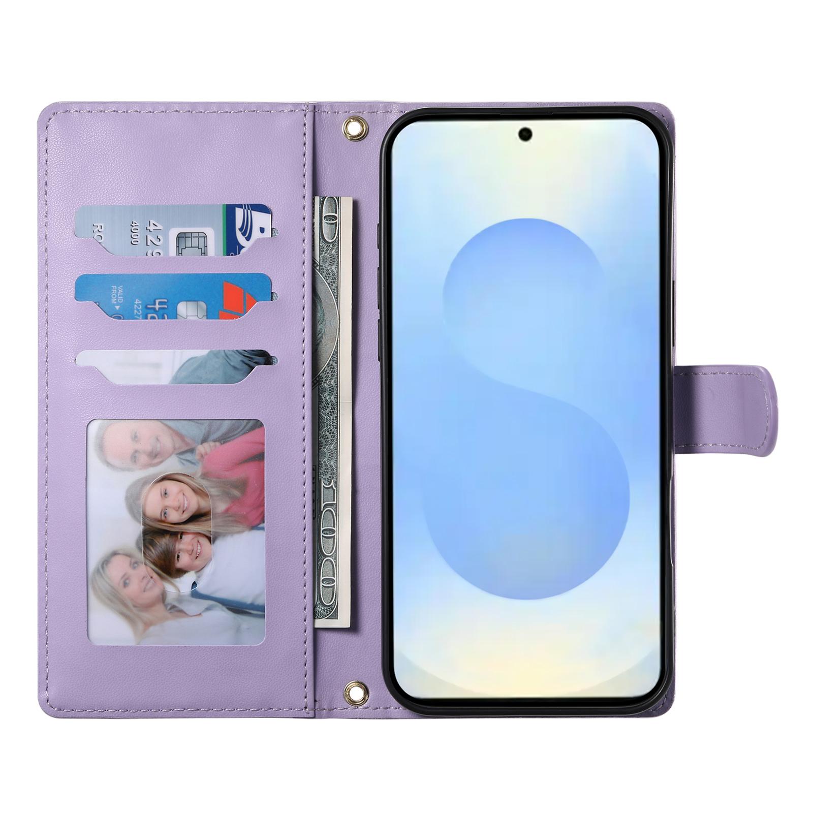 

For Samsung Galaxy S25 Ultra Case Rhombus Stitching Wallet Stand Leather Phone Cover with Long/Short Strap Beige