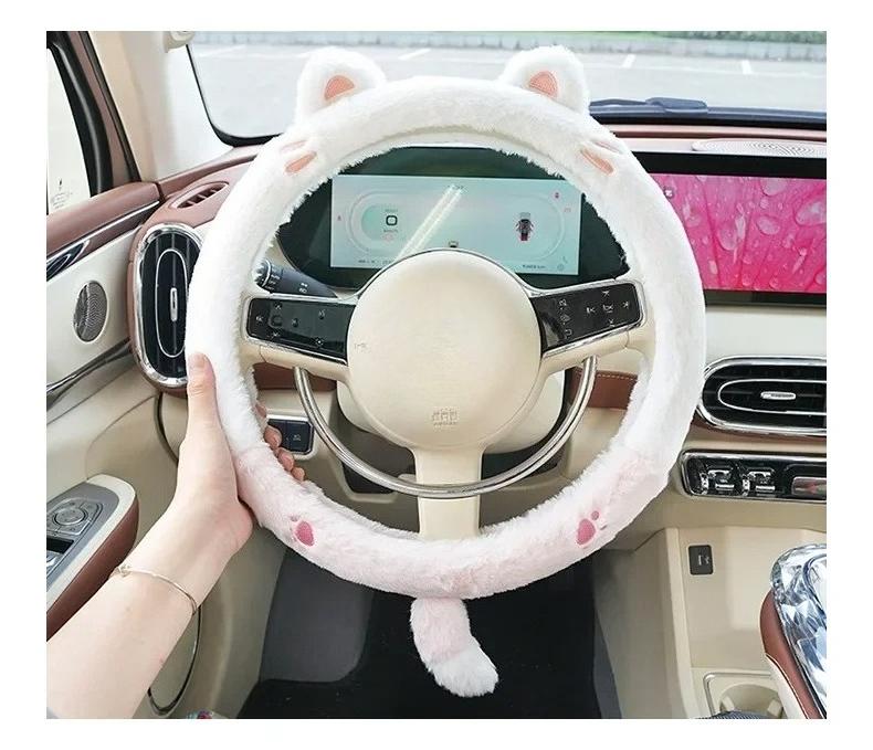 Car Steering wheel cover for women's winter cute plush new winter anti-slip anti-freeze and heat-saving GM car holder cover