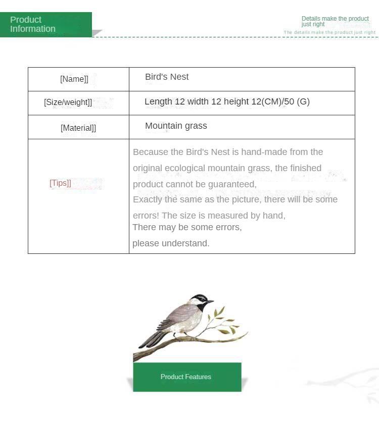 Grass Woven Circular Bird's Nest Outdoor Hanging Decorations Hand Woven DIY Creative Gardening Decoration Bird Cage