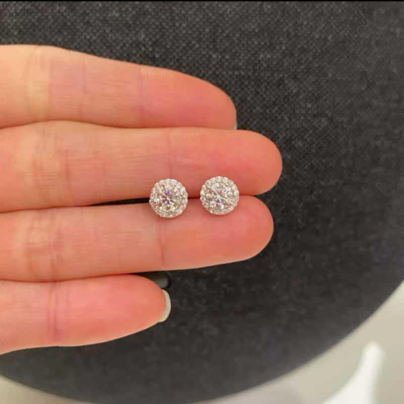 Women's Classic High-End S925 Sterling Silver Earrings with Full-Diamond Design – Light Luxury and Super Flash