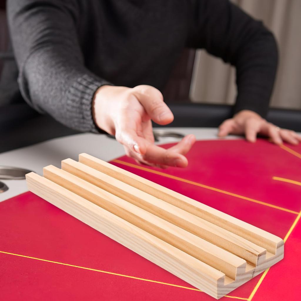 NOLITOY Domino Rack, Set of 4, Wooden Domino Stand Holder, for Dominoes, Mahjong Tiles, Playing Cards, Games, Organization, Display, 25cm