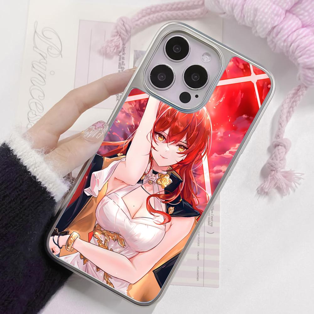 HSR Himeko Silver Plating Mobile Phone Case for iPhone 17 16 15 14 13 12 11 Air Pro Max Plus Colorful Cover