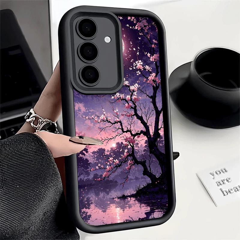 Phone Case for Samsung Galaxy A17 A16 A15 A14 A13 Dreamy Night Cherry Blossom Tree A56 A36 A26 A55 A35 A25 A54 A34 A24 A53 A33 A