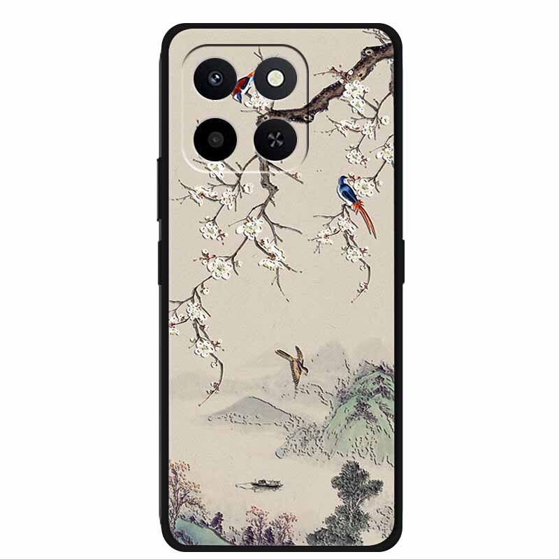 3D Case For Honor X7d 5G Case X 7 d Coque 6.77" Emboss Flowers Black Silicone Soft Back Cover For Honor X7d 4G Cases Shell Funda