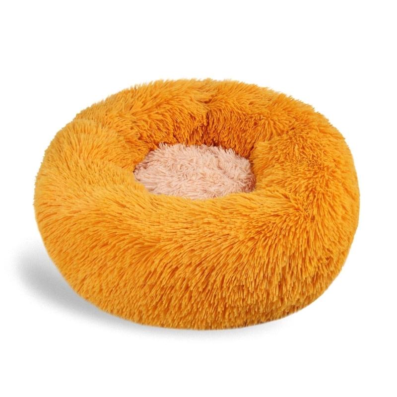 Katzenbett für Wohnungskatze Winter Weiches Rundes Sofa-Bett Anti-Rutsch-Boden für Kleinen Hund 40cm orange