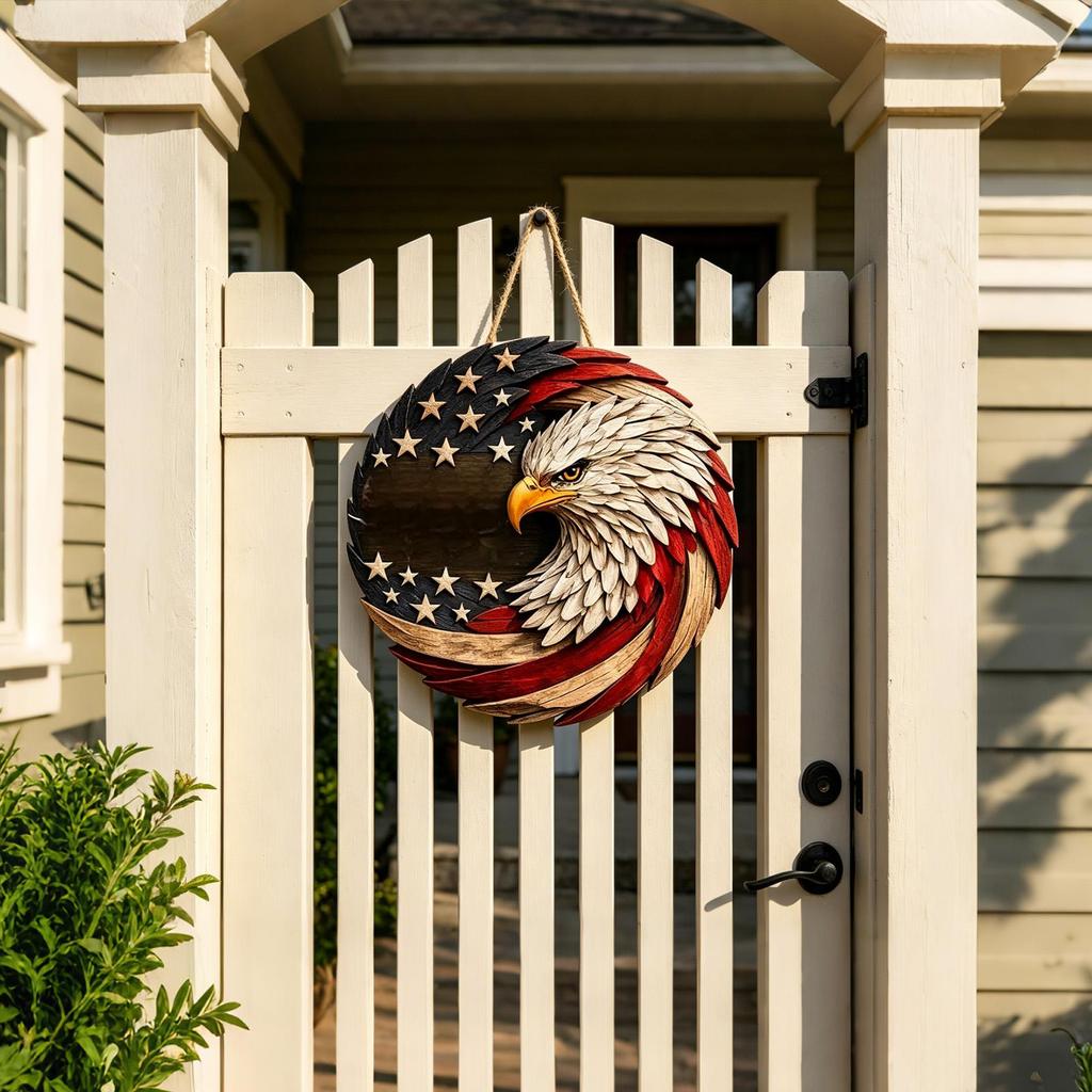 2D Independence Day Wooden Door And Window Wall Plaque Hanging Holiday Atmosphere Scene Decoration