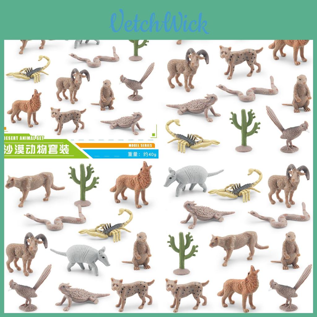 Realistic 11 Piece Desert Animal Model Set Including Rattlesnake Cactus And More